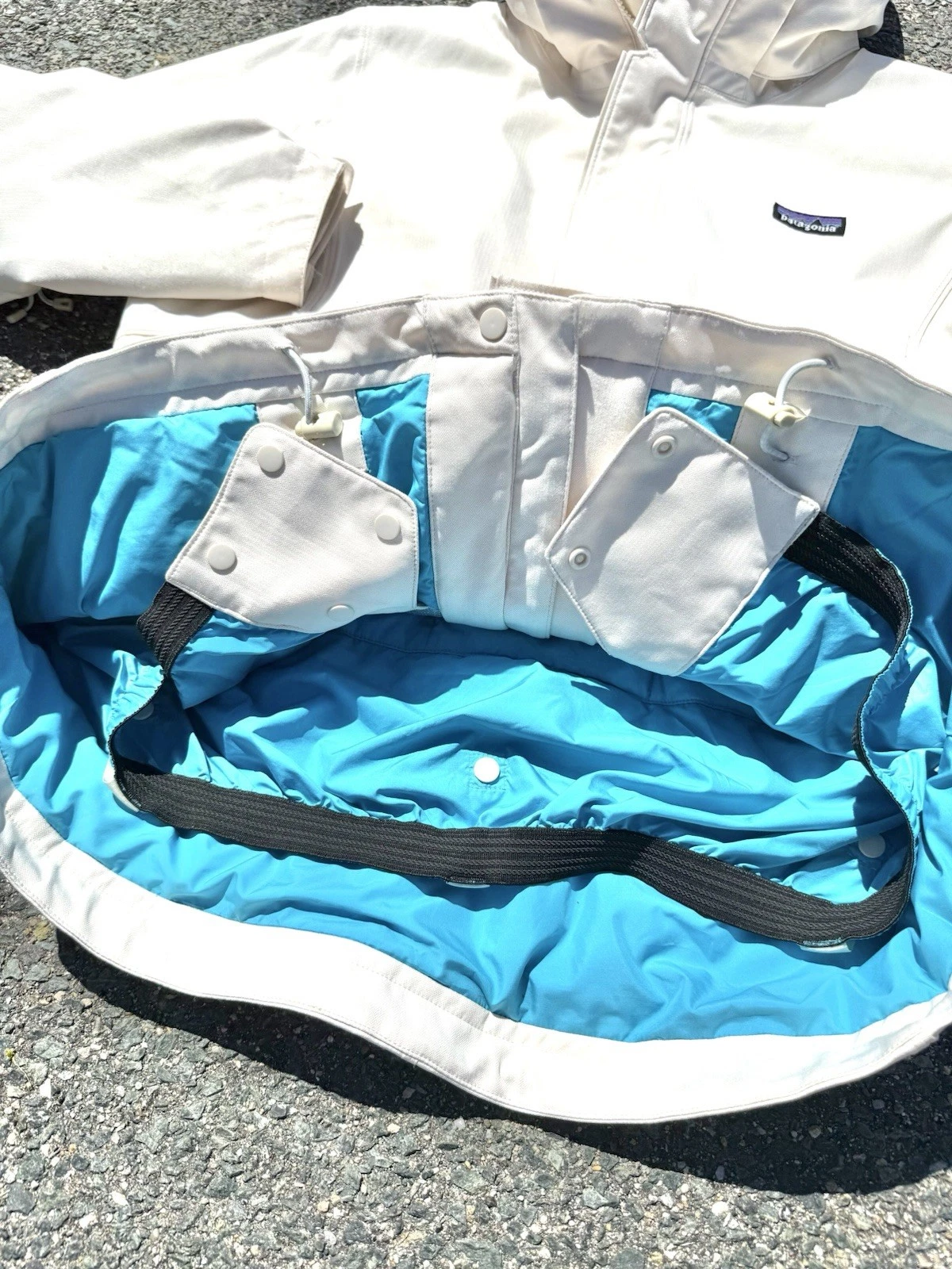 OFF WHITE Giacca donna Patagonia sci snowboard isolata snowbelle taglia XL bianco sporco blu