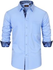 Mens Dress Shirts Long Sleeve Dress Shirts for Men Inner Contrast Button Down