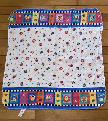 Vintage Fisher Price  Bright Expressions  Flannel Baby Receiving Blanket  30x40