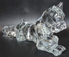 Kenneth Haley Dog's Tale Boxer Dog Laying Clear American Glass Company Figurine