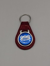 Vintage Toyota Corolla Leather Keychain Fob - Blue 3-Star Crown Emblem 1970s
