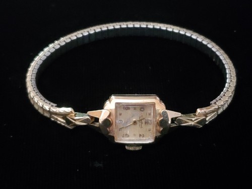 Vtg Challfont Medalist Ladies 14K Solid Yellow Gold Manual Wristwatch Working
