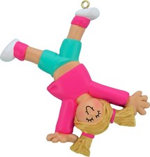 Tumbling Female Blonde Personalized Christmas Tree Ornament
