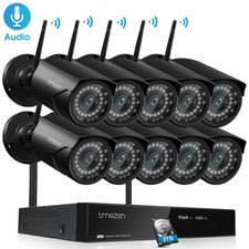 FUNK WLAN 5MP Überwachungskamera Set Außen Metall Kamera 10CH 1TB/2TB NVR Audio