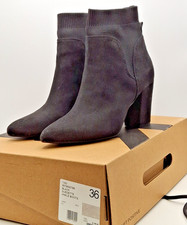 Kurt Geiger Tobi2 Suede Ankle Boots Black Knitted Sock Block Heel Slip On G202