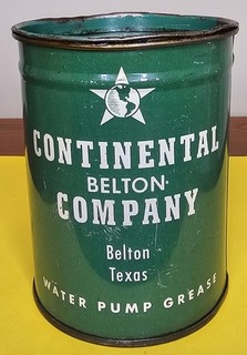 Continental Belton Water Pump Grease Can Texas 1 Lb Gas Station Oil Advertising