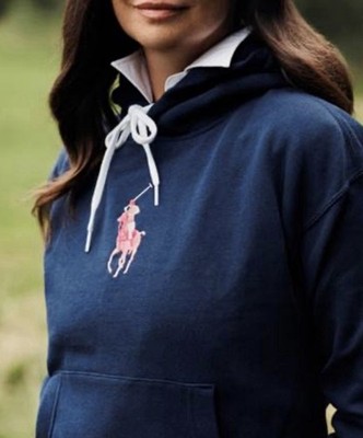 NWT Ralph Lauren Women's Plus Pink Pony Navy Sweatshirt Hoodie Sz