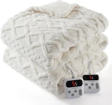 Electric Blanket King Size Dual Control - Thick Tufted Sherpa Heated Blanket wit
