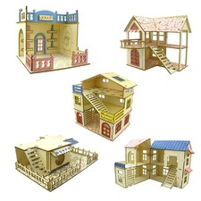 Hamster Wooden Villa Small Pets Cage Accessories Chewing Toy for Rabbit Ferret
