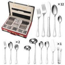 Essbesteck Besteck-Set für 12 Personen m. Besteckkoffer 72-tlg Cheffinger CF7201