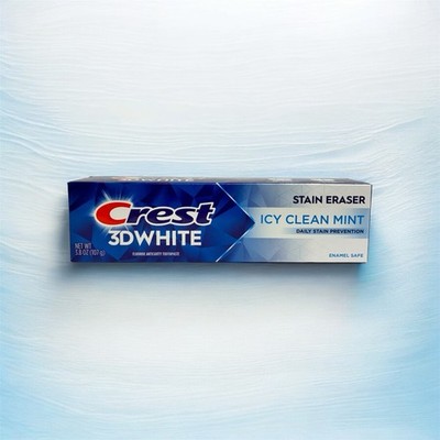 Crest 3D White STAIN ERASER Icy Clean Mint Toothpaste, 3.8OZ X08/28+ | NEW Daily