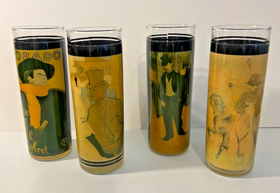 Set of 4 Vintage Moulin Rouge Bal Tous Les Soirs Highball Glasses