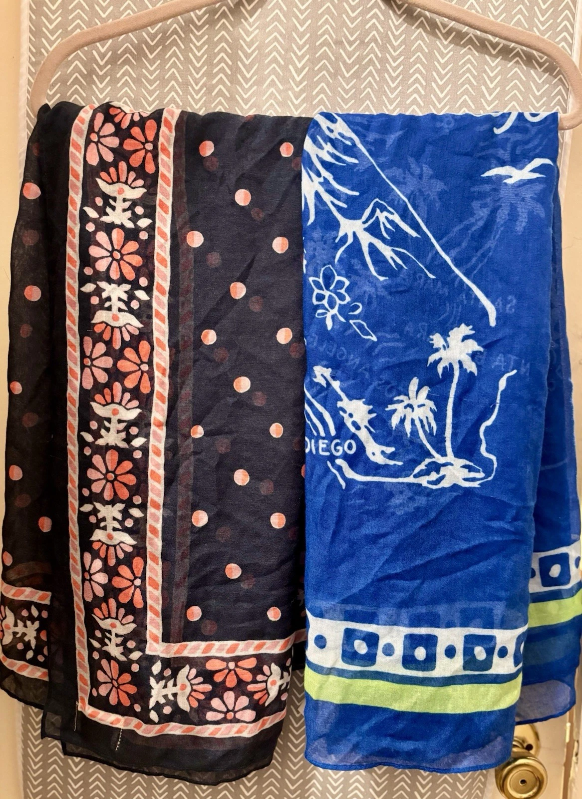 NWT 2 Hollister Scarf 40”x40” California Map & Floral Prints Lightweight Scarves
