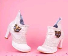 Irregular Choice Miaow wedding bride Chelsea Ankle Boots UK3 rare bnib