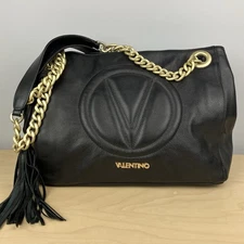 Valentino By Mario Valentino Luisa 2 Black Leather Shoulder Purse Bag Italy