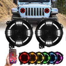 9 Inch Round Led Headlights Rgb Halo For 2018-2025 Wrangler Jl Jlugladiator Jt 9 Inch Round Led Headlights Rgb Halo For 2018-2025 Wrangler Jl Jlugladiator Jt