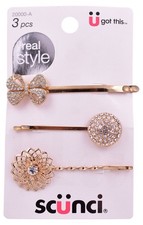 Scunci U Got This Rhinestone Bobby Pins 3-Piece Assorted Styles, Sparkling...
