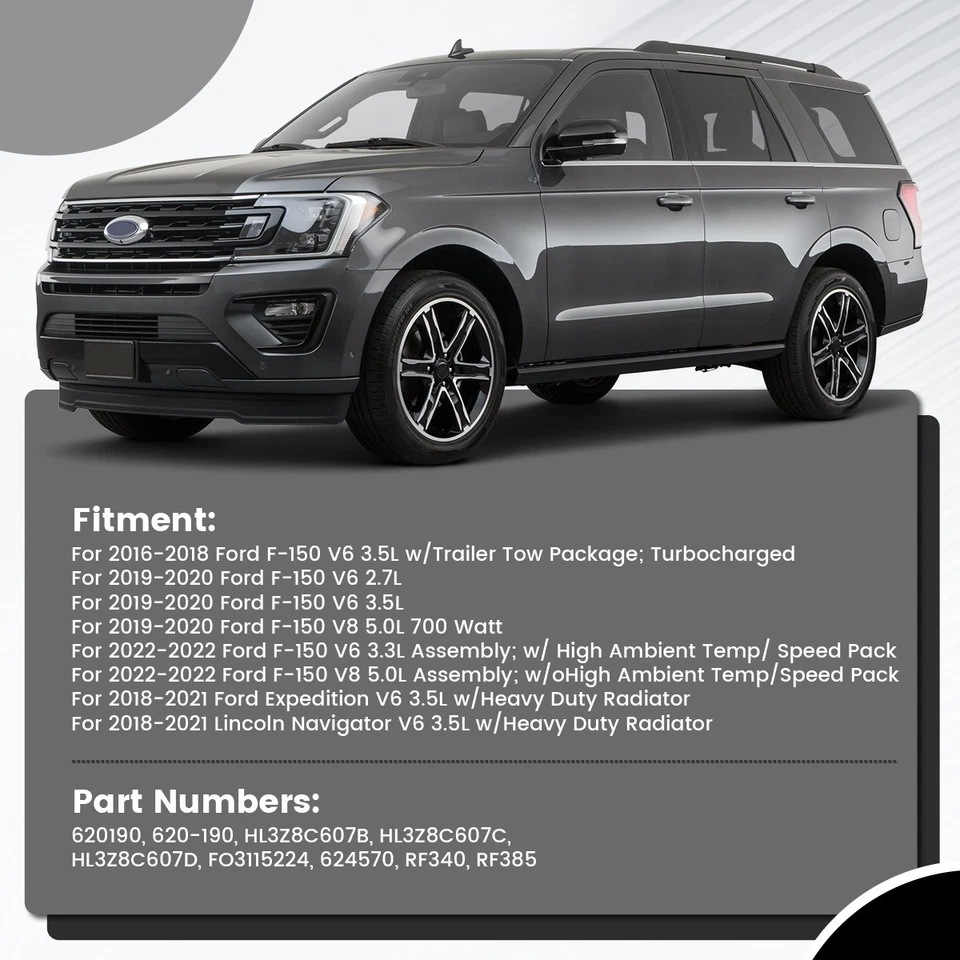 Radiator Cooling Fan For 2018-2021 Lincoln Navigator 2016-2020 Ford F150 3.5L Foto 4 de 4