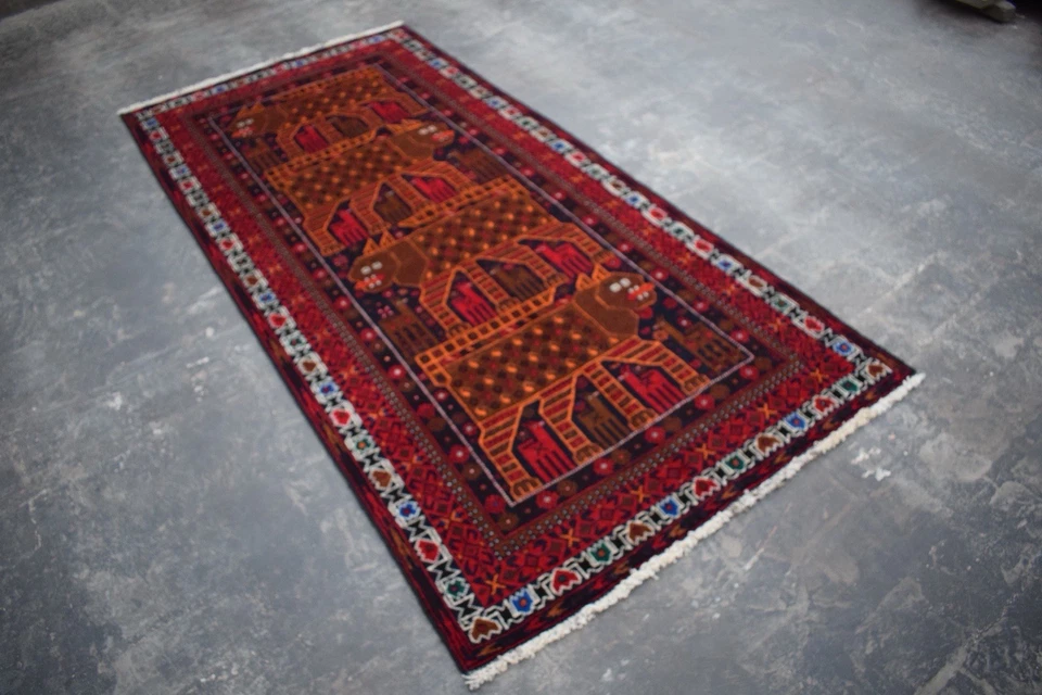 Authentic Hand-Knotted Afghan Tribal Rug | "Lion Print" Design (6.11' x 3.4') - Image 2 of 4