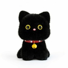 Stuffed Toy with Bell Fuzzy Cuddly Animal Figure Soft for Desk, Bedroom, Teens