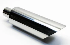 Exhaust Tip 5.00" Dia X 18.00" Long 2.50" Inlet Slant  Polished Stainless Wesdon