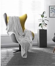 Nestl Cut Plush Lightweight Super Soft Luxury Bed Throw, 50" X 60"-Light Grey