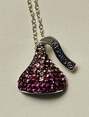 Hershey Kisses rosa ombre Kristalle Anhänger Sterlingsilber mit 18'' Kette 925
