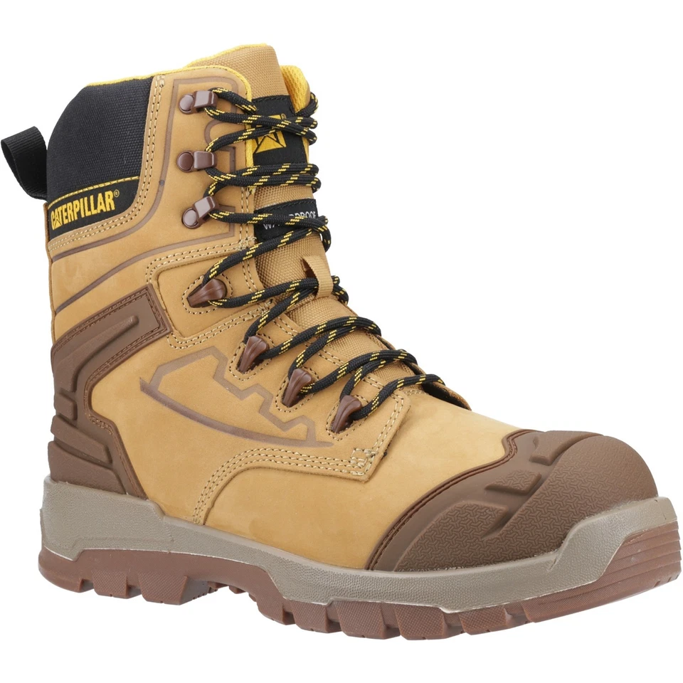 Caterpillar Striver XL 8" Herren Honigfarben Seitenreißverschluss Wasserdicht S7 Sicherheitsstiefeletten