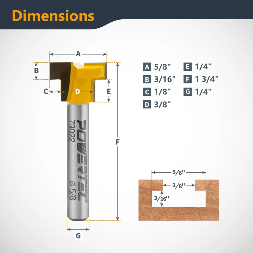 T Slot Router Bits 1/4 Shank, Carbide Tipped T Track Router Bit, Slatwall Router - Image 4 of 4