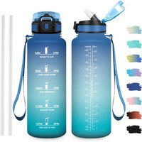 Sportflasche 1.5L, Auslaufsicher, Bpa-Frei, Trinkflasche Mit Strohhalm,