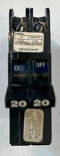 FEDERAL PACIFIC FPE NC220 DOUBLE POLE 20A STAB-LOCK BREAKER TESTED AND CLEANED