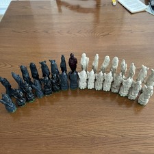 Chinese Guan Gong God Of War Resin Antique Chess Set