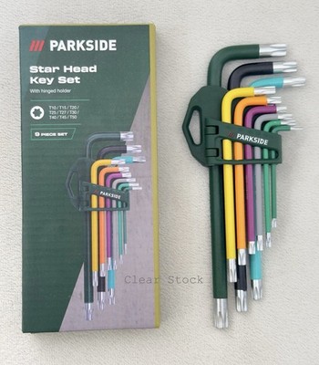 Parkside Sternkopf Schlüssel 9-teiliges Set farbcodiertes Design mit Klapphalter T10-T5
