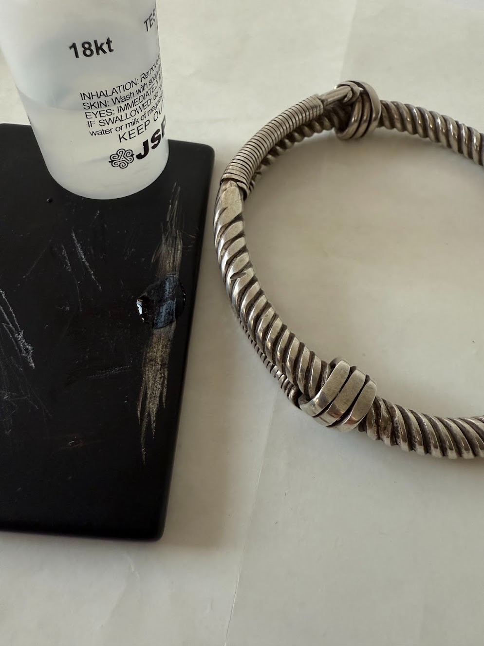 Vintage Solid Silver Wired Bangle - image 6