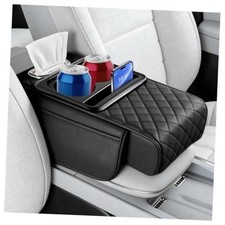 5-in-1 Car Center Console Cover,Leather Car Armrest Cover with Upgrade Black