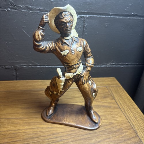 Vintage 11,5 Zoll Keramik geschnitzt Cowboy (kleiner dünner Riss/repariert)