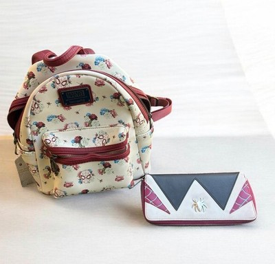 Loungefly Marvel Spiderman Floral Mini Backpack & Loungefly matching wallet SET