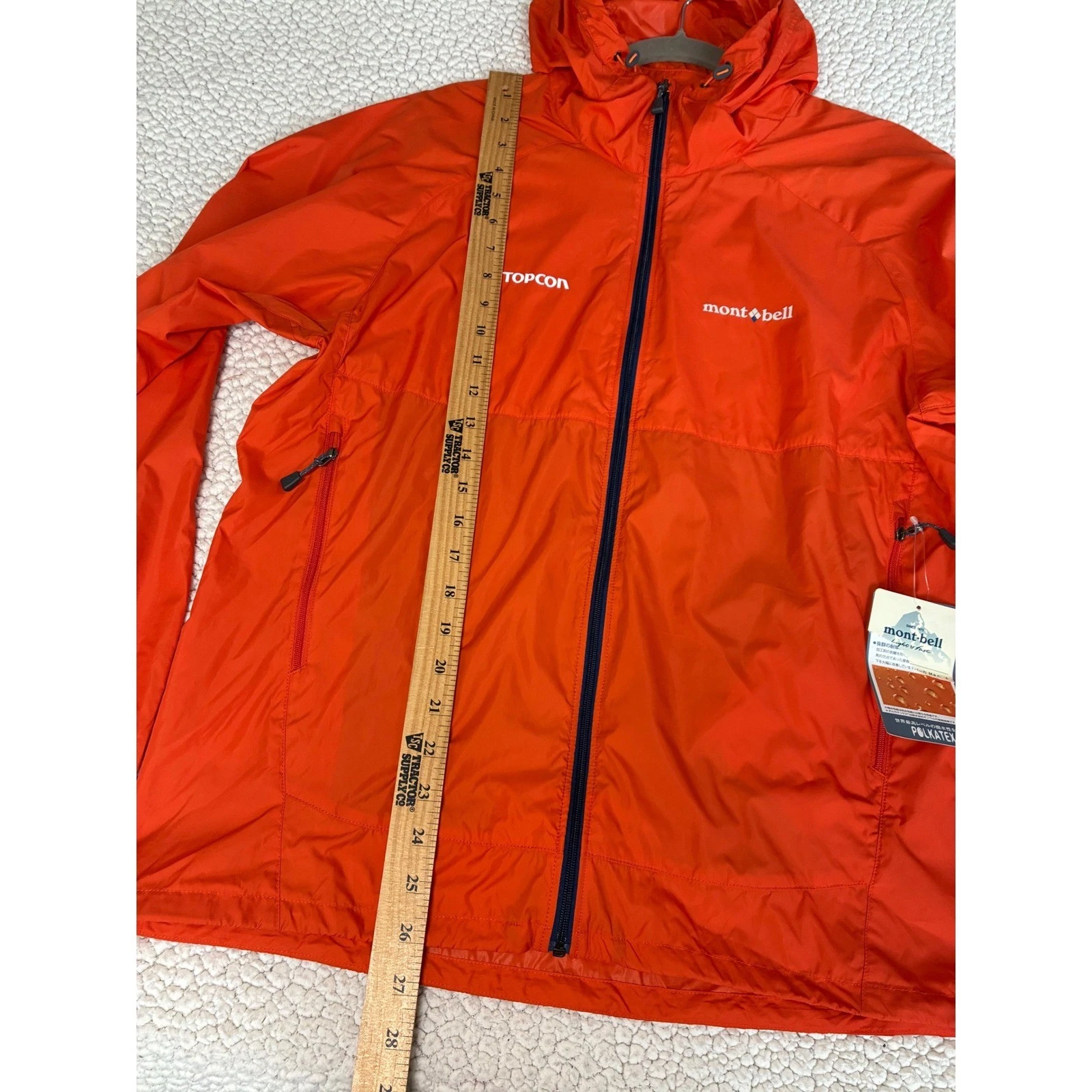 Montbell Topcon Mens M Orange Windblast Hooded Windbreaker Jacket 1103242 NWT image 9