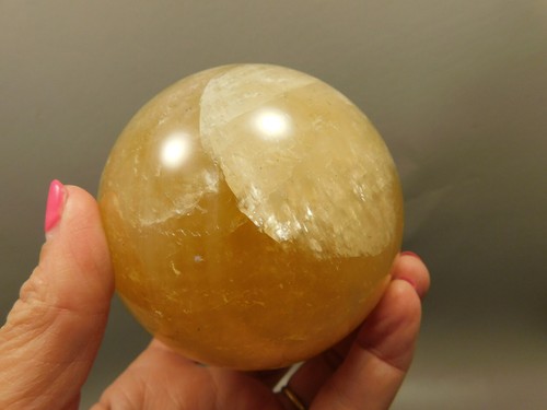 Honey Calcite Stone 3.3 inch Sphere Rock 83 mm Crystal Ball #O27 - Picture 10 of 12