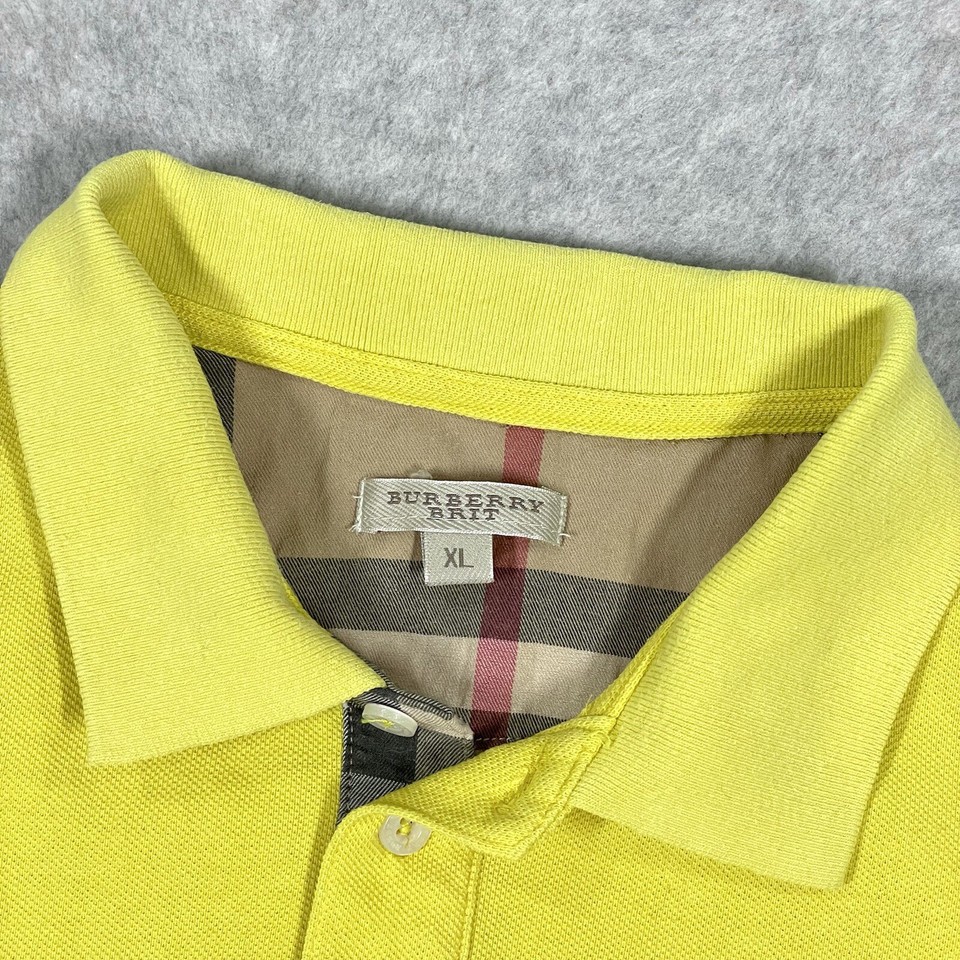 Burberry Brit Polo Shirt Mens XL Nova Check Placket Short Sleeve Pique