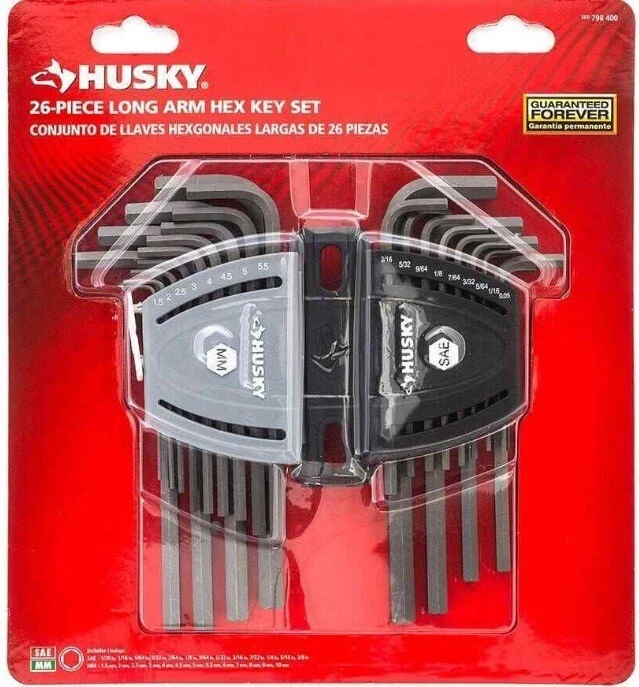 26 Piece Husky Long Arm Hex Key Set, 1/2" - 3/8", 1.50mm - 10mm - Image 2 of 2
