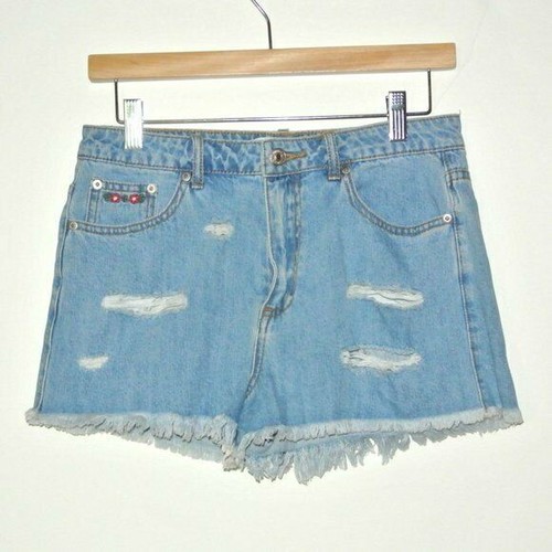 Pantalones Cortos Denim Rasgados Forever 21 Bordados Bandera de Estados Unidos - Imagen 2 de 8