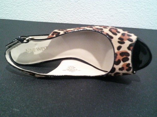 Nine West Damen-Slingback offene Zehenpartie 3,5"-Absatz Leopard Größe 8 - Bild 6 von 7