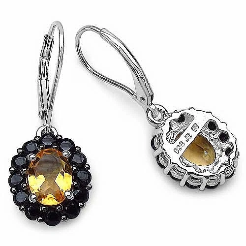 Orecchini In Argento 925 Con Citrino / Spinello Da 4,32 Carati Top - Immagine 2 di 4