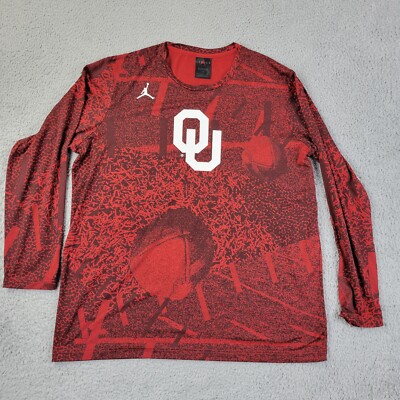 Jordan Oklahoma University Shirt Mens XL Red OU Graphic Performance Long  Sleeve - Main Image