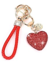 Red Sparkling Heart Bag Charm With Key Ring Clip Key Chain For Girls Gift K169