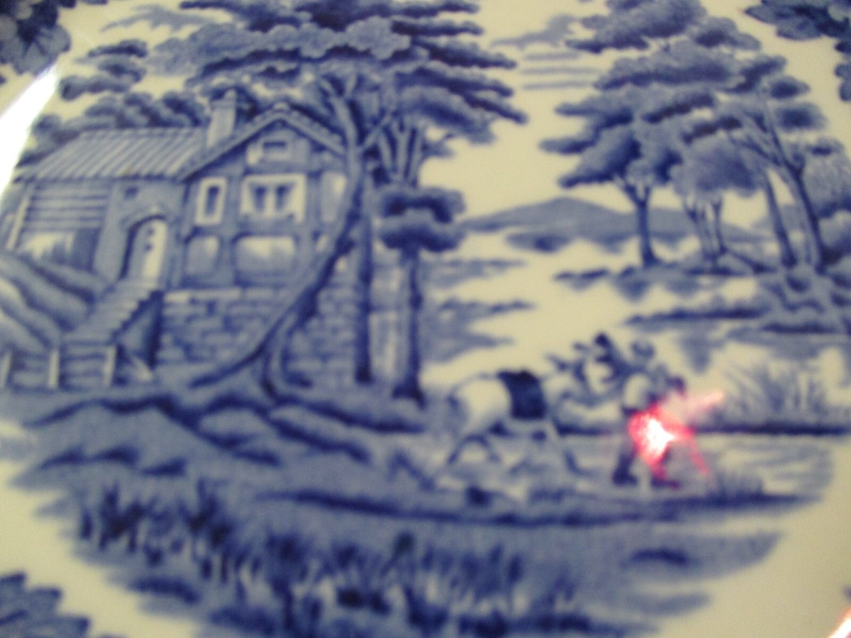 Vintage England Wood Sons Enoch Woods blue & white Salad Plate