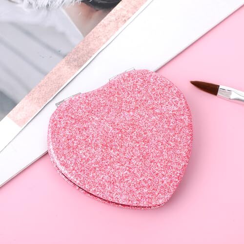 Kompaktspiegel Herzform Vergrößerung Mini Kosmetikspiegel Taschenspiegel für Frauen - Bild 2 von 7