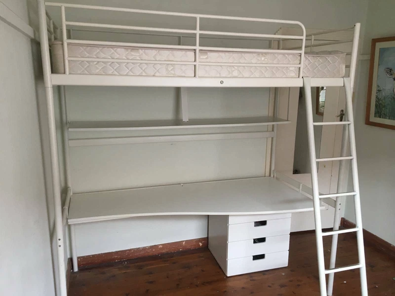 Ikea Tromso Single Loft Bed With Desk Mattress And Drawers