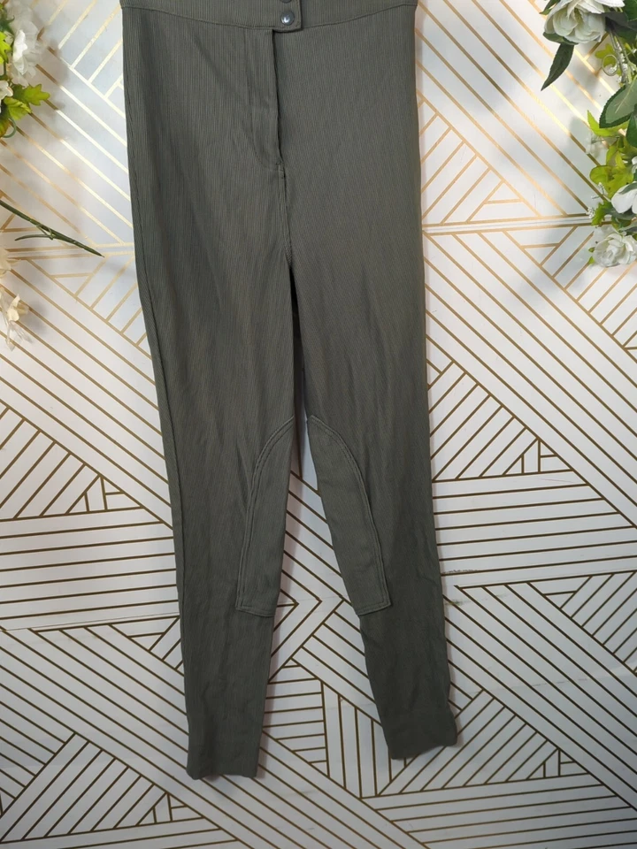 Pantalón de montar clásico para mujer American Apparel acanalado cintura alta verde talla mediana Foto 4 de 4
